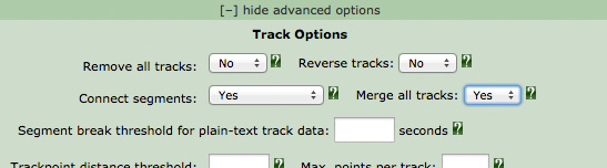 GPX advanced settings for Garmin